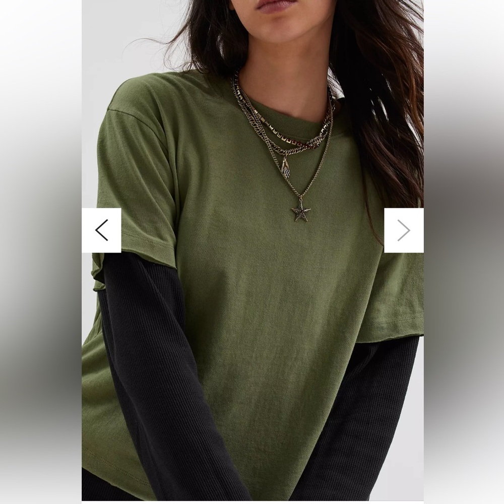 BDG green Ollie layered Twofer tee